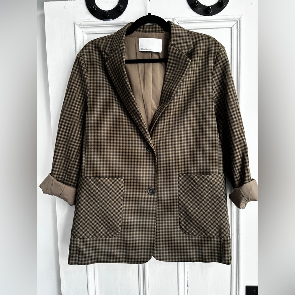OAK + FORT Checkered Brown Blazer